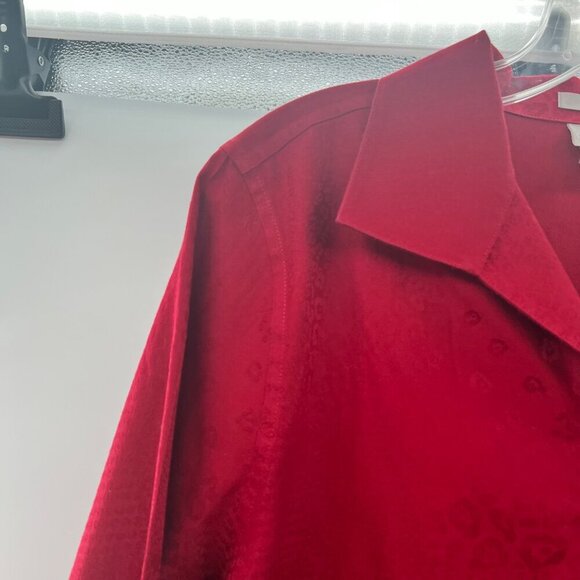 Chico's Women's Button Up Cheetah Print Top Red Long Sleeve Size 12/14 - Picture 5 of 9